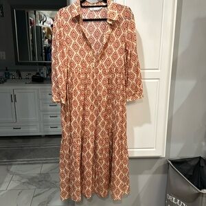Zara Patterned Midi Dress with Collar
